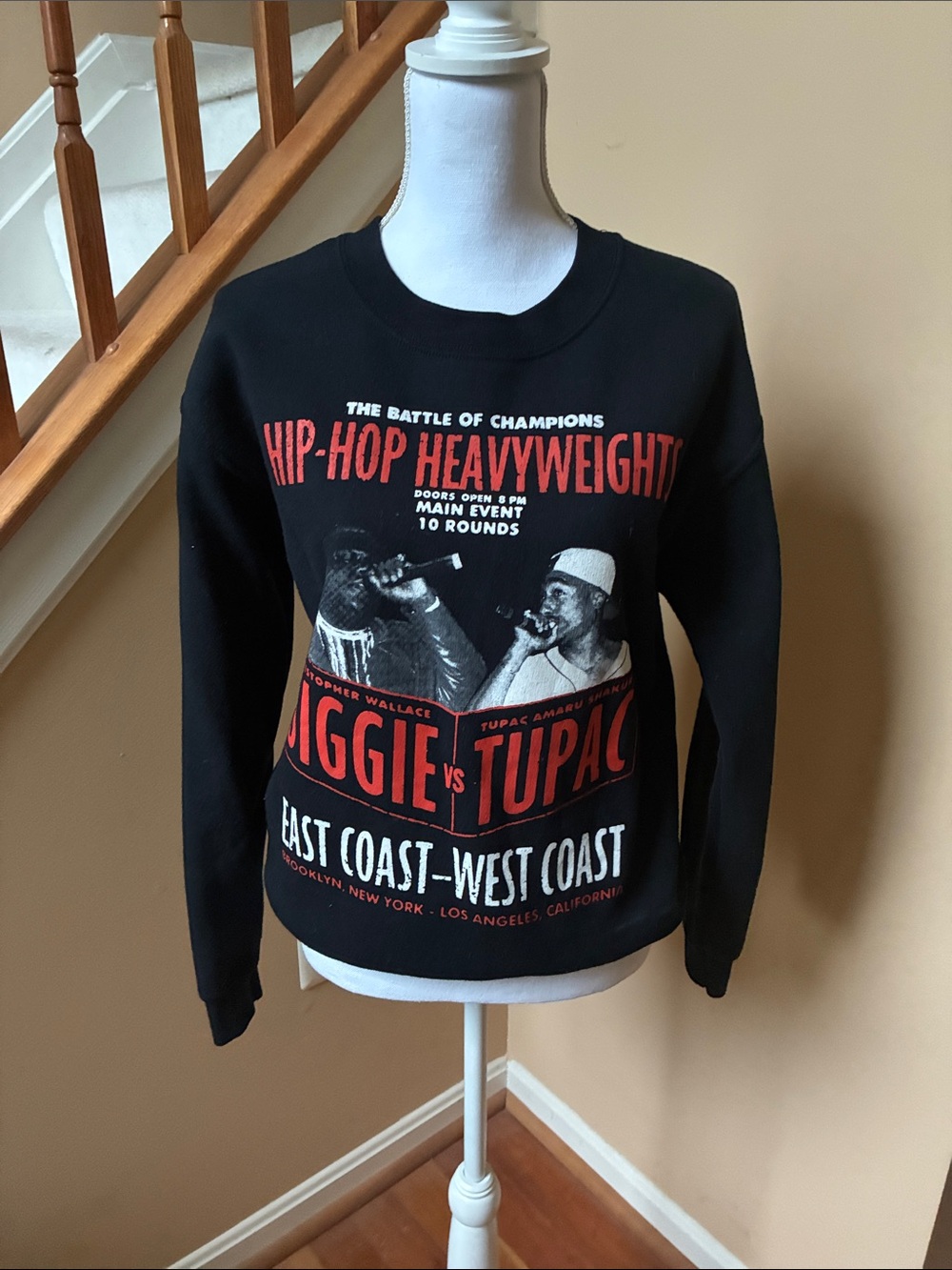Black Graphic Hip-Hop Heavyweight Crewneck Sweater